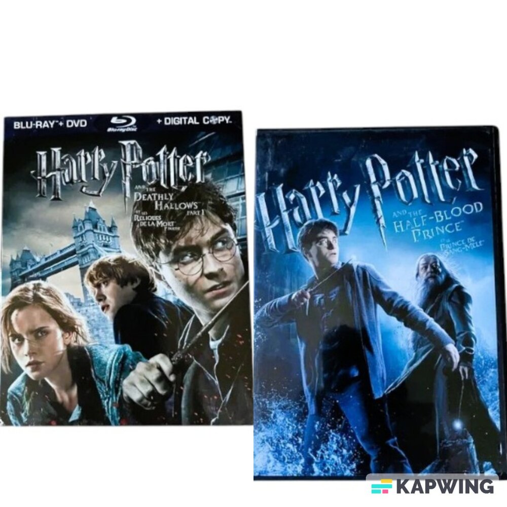 5 Discs Harry Potter & the Deathly Hallows Blu-ray & DVD set & Half Blood Prince